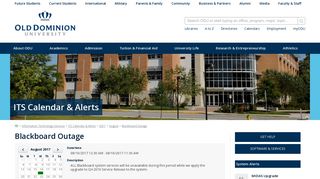 Blackboard Outage « ITS Calendar & Alerts - Old Dominion University