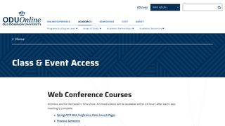 Class & Event Access | ODU Online