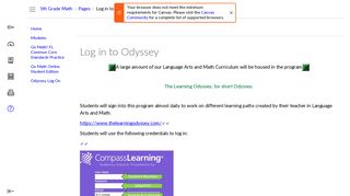 Log in to Odyssey: S1 Math 5th 2015-2016 - Canvas
