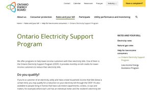 Ontario Electricity Support Program | Ontario Energy Board