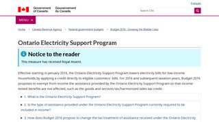 Ontario Electricity Support Program - Canada.ca