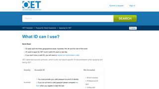 What ID can I use? – OET Helpdesk