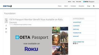 OETA Passport Member Benefit Now Available on Roku Devices