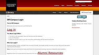 Off Campus Login | Library - Guelph