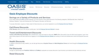 Oasis Outsourcing Employee Discounts - Oasis Outsourcing, Inc