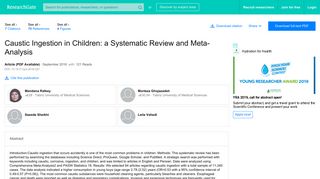 (PDF) Caustic Ingestion in Children: a Systematic Review and Meta ...