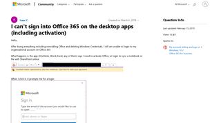 I can't sign into Office 365 on the desktop apps (including ...