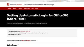 Setting Up Automatic Log In for Office 365 (SharePoint) | Division of ...