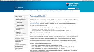 Accessing Office365; IT Service; Newcastle University