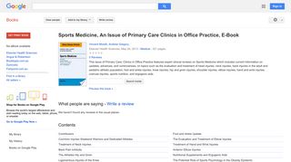 Sports Medicine, An Issue of Primary Care Clinics in Office ...