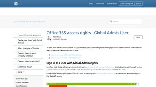 Office 365 access rights - Global Admin User – Joan's Knowledge Base