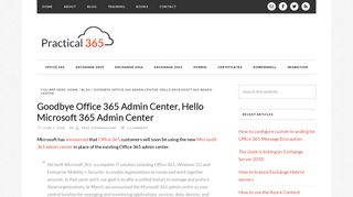 Goodbye Office 365 Admin Center, Hello Microsoft 365 ... - Practical 365