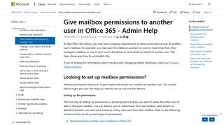 Give mailbox permissions to another user in Office 365 - Admin Help ...