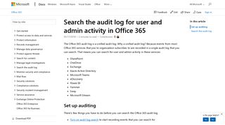 Search the audit log for user and admin activity in Office 365 ...