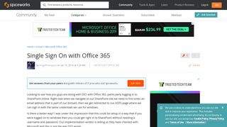 [SOLVED] Using Single sign On with Office 365 to log into ...