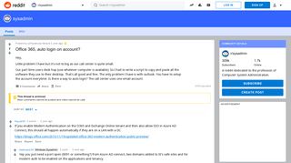 Office 365, auto login on account? : sysadmin - Reddit