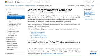 Azure integration with Office 365 | Microsoft Docs