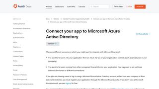 Connect your app to Microsoft Azure Active Directory - Auth0