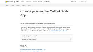 Change password in Outlook Web App - Office Support - Office 365