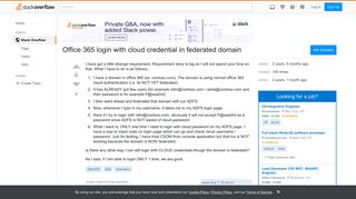 Office 365 login with cloud credential in federated domain - Stack ...