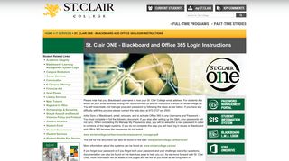 St. Clair ONE - Blackboard and Office 365 Login ... - St. Clair College