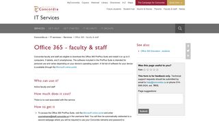 Office 365 - faculty & staff - Concordia University