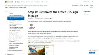 Step 11: Customize the Office 365 sign-in page | Microsoft Docs