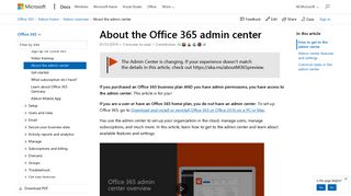 About the Office 365 admin center | Microsoft Docs