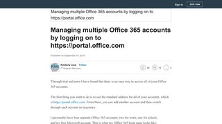 Managing multiple Office 365 accounts by logging on to https://portal ...