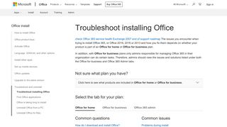 Troubleshoot installing Office - Office 365