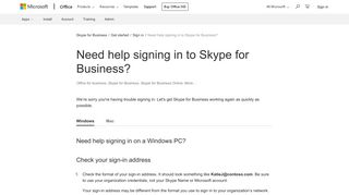 Need help signing in to Skype for Business? - Office Support - Office 365