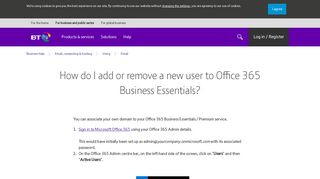 How do I add or remove a new user to Office 365 Business Essentials ...
