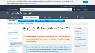 Step 1 - Set Up Essentials for Office 365 | Barracuda Campus