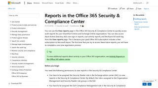 Reports in the Office 365 Security & Compliance Center | Microsoft Docs