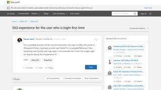 SSO experience for the user who is login first time - Microsoft Tech ...