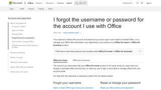 I forgot the username or password for the account I ... - Office Support