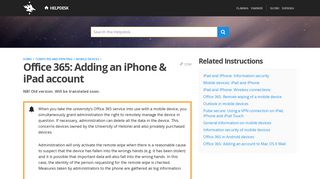 Office 365: Adding an iPhone & iPad account | Helpdesk