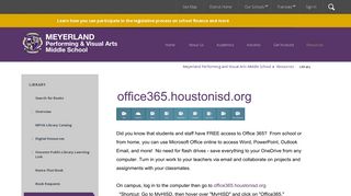 Library / Office 365 for Houston ISD