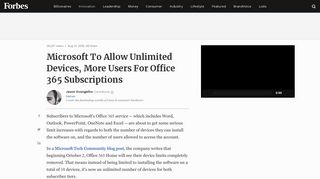 Microsoft To Allow Unlimited Devices, More Users For Office 365 ...