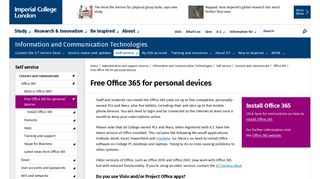 Free Office 365 for personal devices - Imperial College London