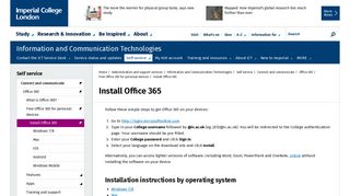 Install Office 365 | Administration and support services | Imperial ...