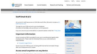 Staff Email @ JCU - JCU Australia
