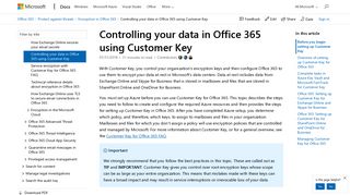 Controlling your data in Office 365 using Customer Key | Microsoft Docs