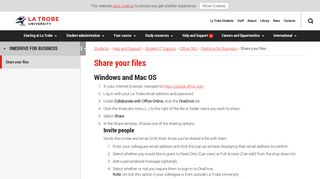 Share your files, Help and Support, La Trobe University