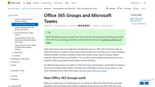 Office 365 Groups and Microsoft Teams | Microsoft Docs