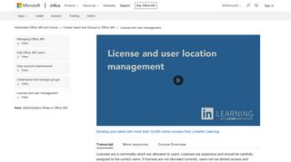 License and user location management - Office 365