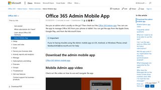 Office 365 Admin Mobile App | Microsoft Docs