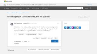 Recurring Login Screen for OneDrive for Business - Microsoft Tech ...