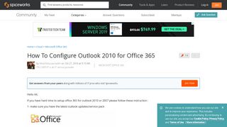 How To Configure Outlook 2010 for Office 365 - Spiceworks Community
