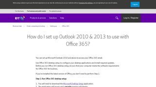 How do I set up Outlook 2010 & 2013 to use with Office 365? | BT ...